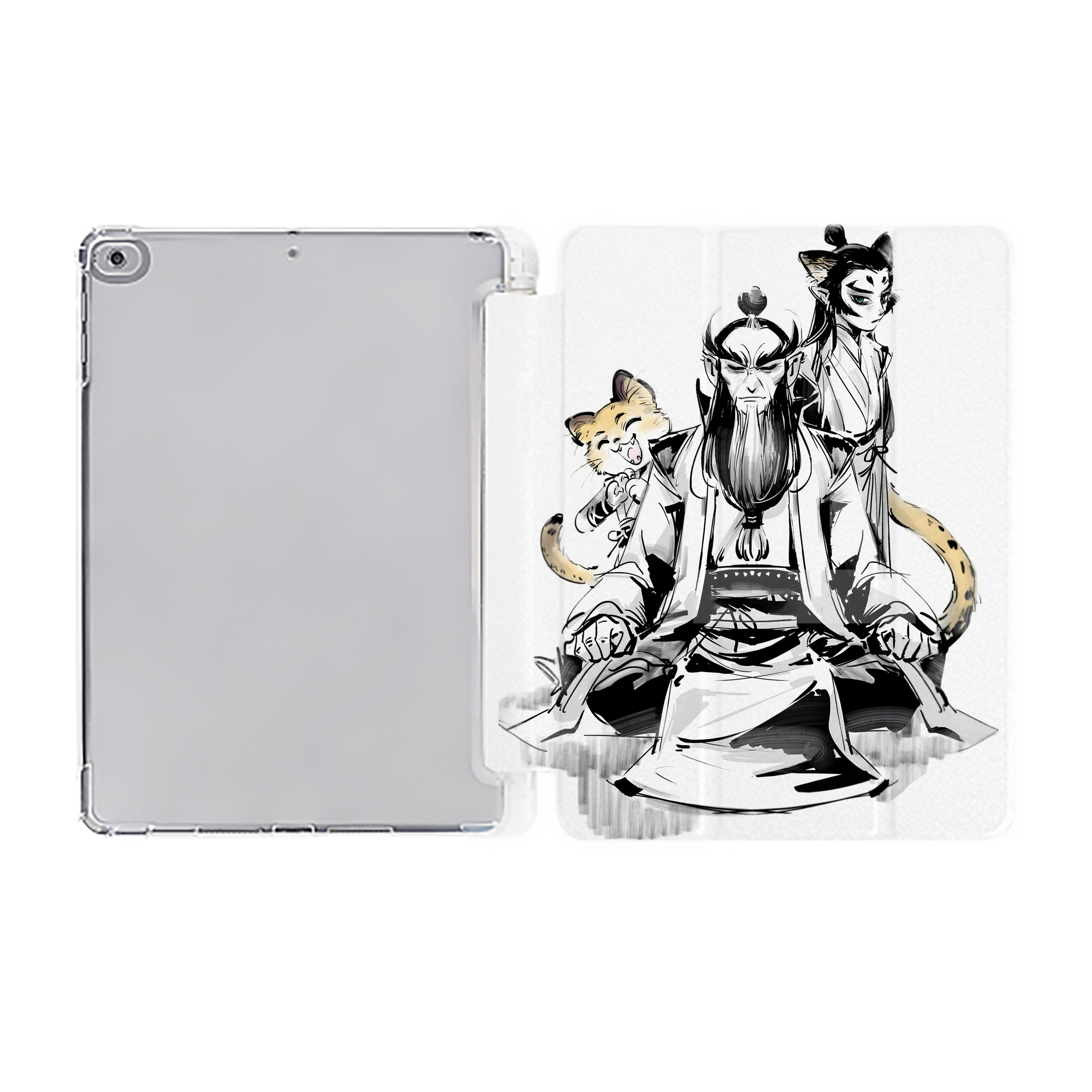 （画像用） Ne Zha 2 ナタ 魔童の大暴れ IPad ケース ペン収納付き 三つ折りスタンド PUレザー×シリコン 対応機種9.5/10.5/10.9インチ